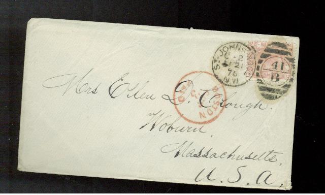 1875 St. Johns Wood England Cover to Woburn, MA USA # 61