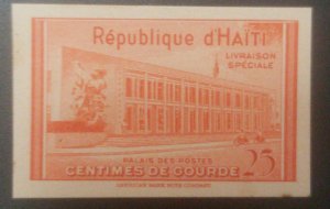 L) 1953 HAITI, DIE PROOFS, SPECIAL DELIVERY, POSTAL PALACE, RED, 25C, AMERICAN B