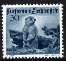 Liechtenstein 1946 Alpine Marmot 30r from Wildlife set un...