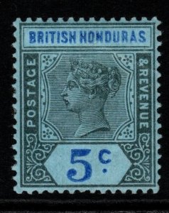 BRITISH HONDURAS SG55 1900 5c GREY-BLACK & ULTRAMARINE/BLUE MTD MINT