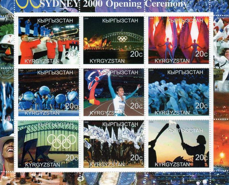 Kyrgyzstan 2000 Sydney Olympic Opening Ceremony Sheetlet (9) Perf. MNH