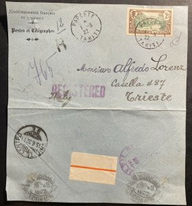 1922 Papeete Tahiti Registered Cover to Trieste Italy Sc#53