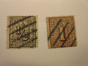 German States HAMBURG Scott 13, 14 USED Lot11 Cat $29.50