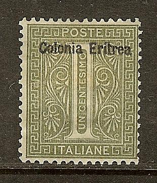 Eritrea, Scott #1, Overprinted 1c Issue, MH