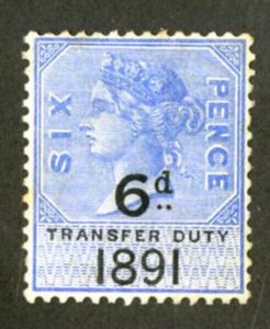 Great Britain Stamps # 6C TRANSFER DUTY VF 1891 6C TRANSFER DUTY