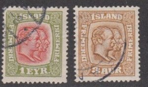 Iceland # 99-100, Two Kings,  Used, 1/3 Cat