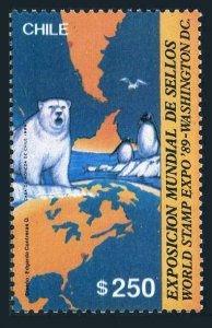 Chile 865, MNH. Michel 1317. PHILEXPO-1989. Penguins, Bird, Seals, White bear.