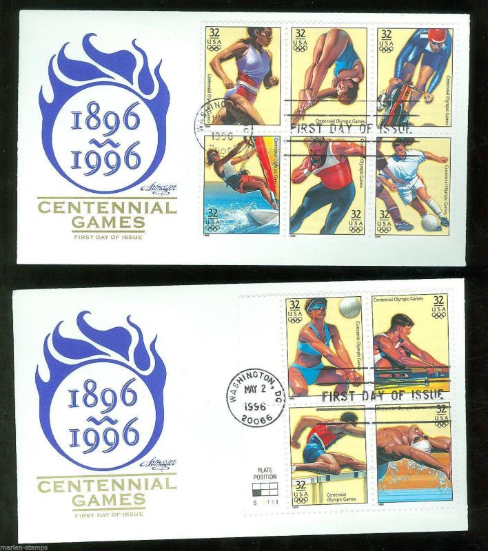 UNITED STATES 1996 ATLANTA OLYMPICS  SET OF FOUR   ARTMASTER UN-ADDRESSED FDCS