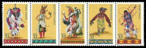 PCBstamps   US #3072/3076a Strip $1.60(5x32c)America Indian Dances, MNH, (1)