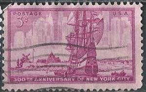 US 1027 (used) 3¢ 300th anniv. of NY (1953)