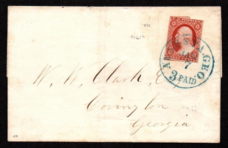 $US Sc#11a experimental orange brown VF stamp, Amonette Cert., Cv. $700