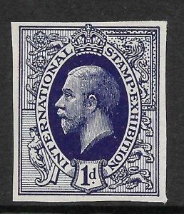 1912 1d GV Violet Imperf International Stamp Exhibition Cinderella MNH