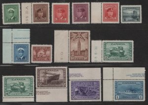 Canada Sc#249-262 M/NH/VF, complete set Cv. $173