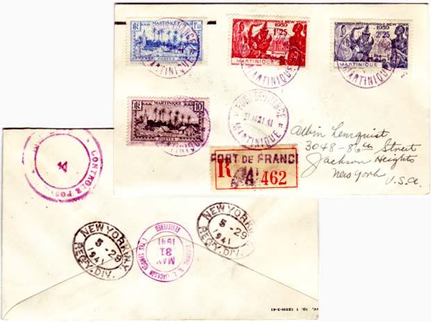 Martinique 10c and 1.40F Village of Basse-Pointe and 1.25F and 2.25F 1939 New...