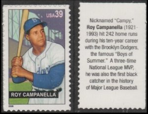 2006 Roy Campanella Baseball Black Heritage Single 39c Stamp, Sc# 4080, MNH, OG