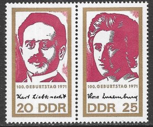 EAST GERMANY DDR 1971 Spartacist Movement Leaders Se-tenant Pair Sc 1277a MNH