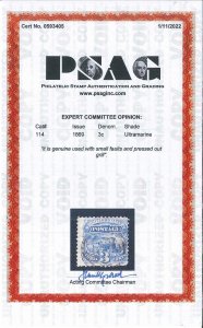 Scott 114 used, average, small faults and pressed out grill PSAG Cert TJ 8/7 