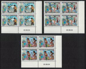 New Caledonia Volleyball Olympic Games 3v Corner Blocks of 4 Date 2004 MNH