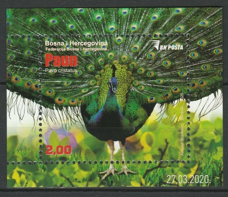 Bosnia and Herzegovina 2020 Birds, Peacock MNH Block 