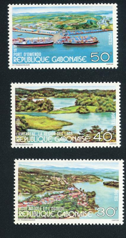 Gabon Scott #401-403 -Landscape Views - M NH