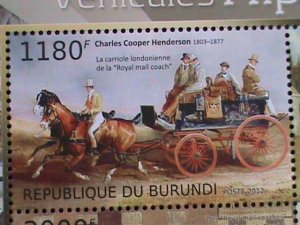 ​BURUNDI STAMP 2012 SC#1242 PAINTING OF HORSE & WAGONS MNH S/S SHEET