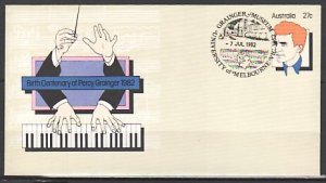 Australia, 1982 issue. Pianist P. Grainger, Postal Env. First day cancel. ^