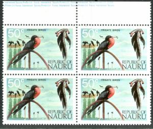 NAURU 1973 50c FRIGATE BIRDS BLOCK OF 4 Sc 103 MNH