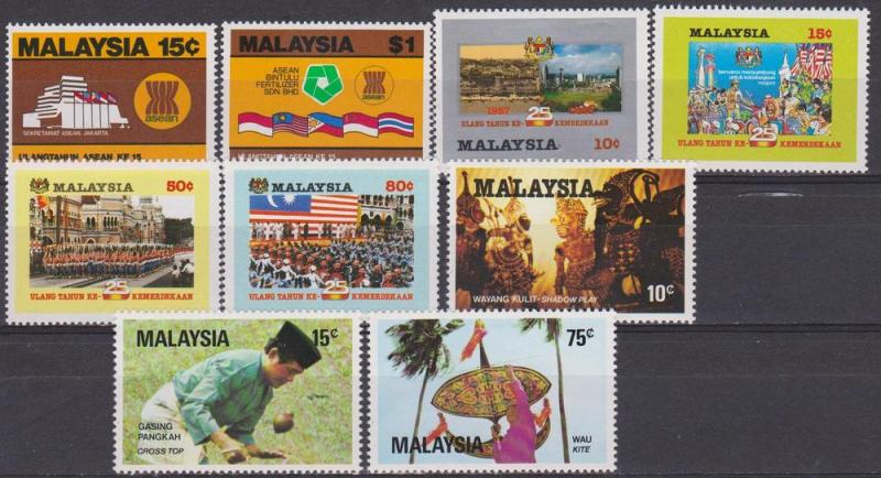 Malaysia #236-7, 240-6 MNH VF CV $10.80  (29190)  