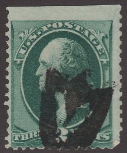 US Scott # 158 3c Washington Fancy Cancel Rare V in Shield Strike