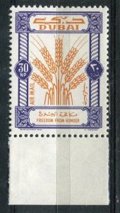 DUBAI; 1963 early Freedom from Hunger issue fine MINT MARGIN 30np. value