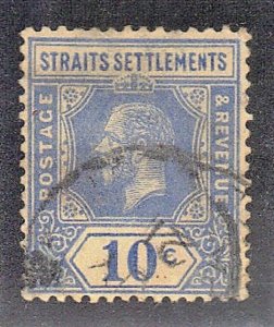 MALAYA, STRAITS SETTLEMENT SCOTT #190 USED 10c 1921-32