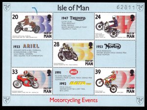 Isle of Man 1993 Motorcycling Events Mint MNH Miniature Sheet SC 566a