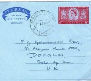 GB AIR LETTER QEII Stationery PAKISTAN KARACHI PAQUEBOT Isle of Man 1955 30.32