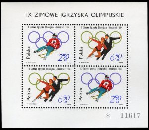 Poland #1205 Cat$35, 1964 Olympics souvenir sheet, never hinged