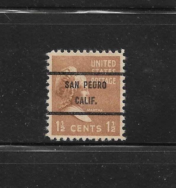 US Bureau Precancels: San Pedro, CA, #805-71; 1½¢ 1938 Prexy; PSS CV $1