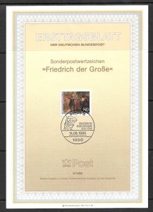 GERMANY BERLIN 1986 Frederick The Great Souvenir Card Sc 9N515 FDOI
