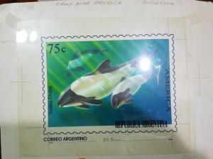 O) 1993 ARGENTINA, ARTWORK ANTARCTICA TONINO OVERA - WHALE CEPHALORHYNCHUS COMME