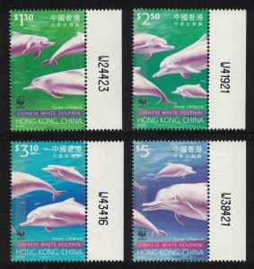 Hong Kong WWF Chinese White Dolphin 4v Margins Control Numbers 1999 MNH