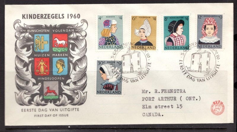 1960 Netherlands FDC Semi-Postal - Cultural Set B348 - B352 Registered Airmail