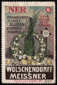 Vintage Germany Poster Stamp Art Flowers & Wreatesh Grave Wreathes Pearl