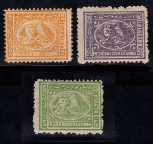 MOMEN: EGYPT SC #23b,24b,25b P12.5 1874-5 MINT OG H LOT #67929*