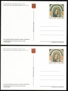 VATICAN CITY 2020 €1.10/€3 Postal Cards; Mint