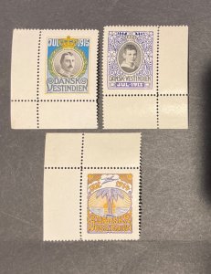 DANISH WEST INDIES, 1913-15, Xmas seals, NH, VF, $69.00