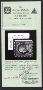 SCOTT #478 Fine - Disturbed OG Reperf @ Right w/APS Cert. SCV $600   (LB 3/9) 