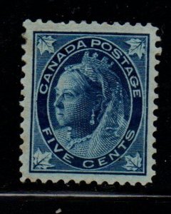 Canada Sc 70 1897 5 c dark blue Victoria Maple Leaf stamp mint