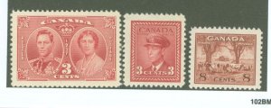 Canada #237/251/256 Unused Multiple