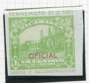 NICARAGUA; 1931 early Pictorial Official issue IMPERF PROOF/ESSAY, 1c.