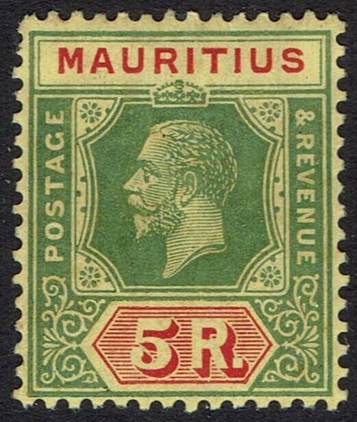 MAURITIUS 1913 KGV 5R DIE II WMK MULTI CROWN CA
