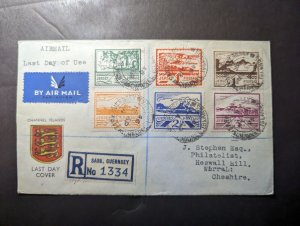 1946 Registered England Channel Islands Airmail Last Day Cover to Cheshire