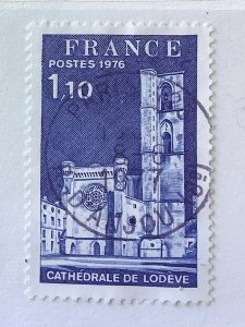 France 1976 Scott 1470 used - 1.10fr,  Tourism,  Lodève Cathedral